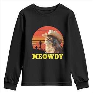 Funny Meowdy Youth Sweatshirt Country Music Western Cowboy Cat TS11 Black Print Your Wear