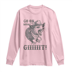 Funny Cowboy Opossum Long Sleeve Shirt Go On Now Git Western Country Opossum TS11 Light Pink Print Your Wear