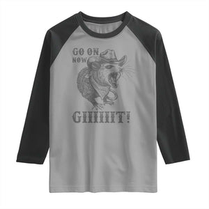 Funny Cowboy Opossum Raglan Shirt Go On Now Git Western Country Opossum TS11 Sport Gray Black Print Your Wear