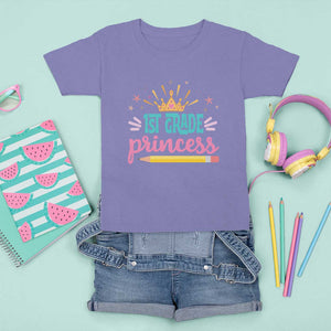 Back To School T Shirt For Kid 1ST Grade Princess Lovely Yellow Crown Pencil Cute Star TS11 Violet Print Your Wear