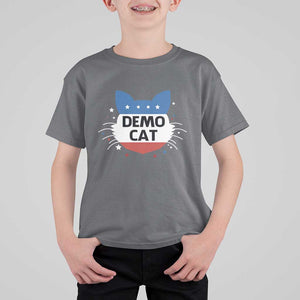 Funny American Cat T Shirt For Kid Demo Cat Star US Flag TS11 Charcoal Print Your Wear