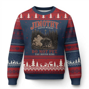 Jimothy Raccoon Seattle Wildlife Ugly Christmas Sweater Do Not Pet The Round King Funny Viral Trash Panda