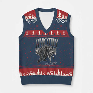Jimothy Raccoon V-Neck Knit Sweater Vest Funny Seattle Trash Panda Wildlife