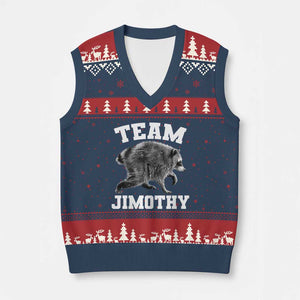 Team Jimothy Raccoon V-Neck Knit Sweater Vest Funny Seattle Trash Panda Lover