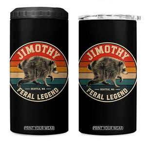 Jimothy Raccoon Seattle Feral Legend 4 in 1 Can Cooler Tumbler Funny Trash Panda Meme Retro
