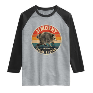 Jimothy Raccoon Seattle Feral Legend Raglan Shirt Funny Trash Panda Meme Retro