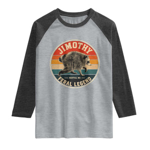 Jimothy Raccoon Seattle Feral Legend Raglan Shirt Funny Trash Panda Meme Retro