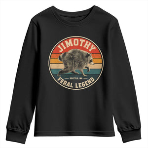Jimothy Raccoon Seattle Feral Legend Youth Sweatshirt Funny Trash Panda Meme Retro