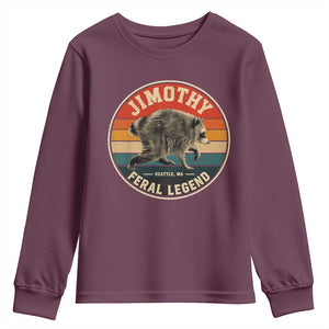 Jimothy Raccoon Seattle Feral Legend Youth Sweatshirt Funny Trash Panda Meme Retro