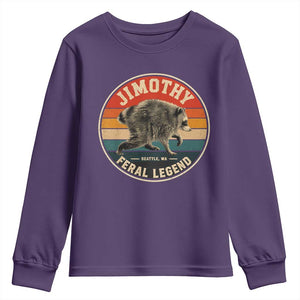 Jimothy Raccoon Seattle Feral Legend Youth Sweatshirt Funny Trash Panda Meme Retro