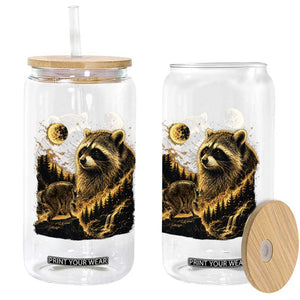 Jimothy Raccoon Howling at The Moon Parody 90s Retro Glass Can
