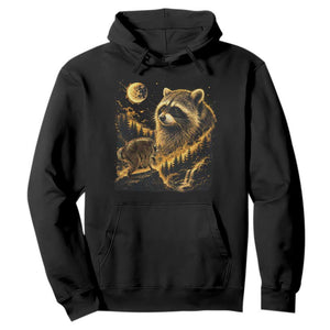 Jimothy Raccoon Howling at The Moon Parody 90s Retro Hoodie