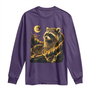 Jimothy Raccoon Howling at The Moon Parody 90s Retro Long Sleeve Shirt