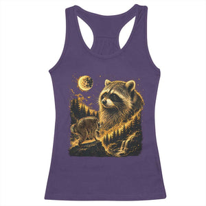 Jimothy Raccoon Howling at The Moon Parody 90s Retro Racerback Tank Top