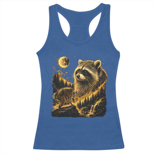Jimothy Raccoon Howling at The Moon Parody 90s Retro Racerback Tank Top
