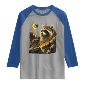 Jimothy Raccoon Howling at The Moon Parody 90s Retro Raglan Shirt