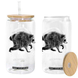 Jimothy the Raccoon Funny Stay Weird Glass Can Seattle Short Spine Trash Panda