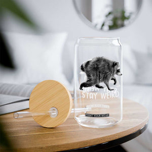Jimothy the Raccoon Funny Stay Weird Glass Can Seattle Short Spine Trash Panda
