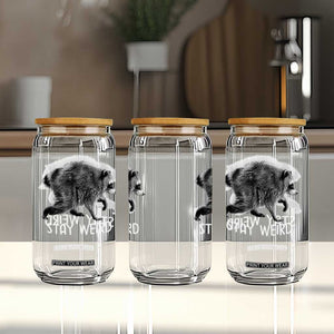 Jimothy the Raccoon Funny Stay Weird Glass Can Seattle Short Spine Trash Panda