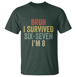 Funny 67 8th Birthday T Shirt Bruh I Survived Six Seven I'm 8 Retro Bday