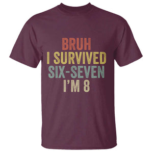 Funny 67 8th Birthday T Shirt Bruh I Survived Six Seven I'm 8 Retro Bday