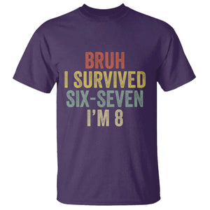 Funny 67 8th Birthday T Shirt Bruh I Survived Six Seven I'm 8 Retro Bday