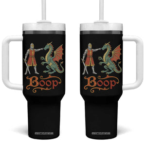 Boop Medieval Knight Dragon Tumbler With Handle Funny Ren Faire Dark Fantasy