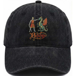 Boop Medieval Knight Dragon Washed Cotton Baseball Cap Funny Ren Faire Dark Fantasy