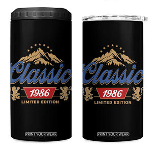 40th Birthday Beer Classic 1986 Limited Edition 4 in 1 Can Cooler Tumbler Funny Gifts for 40 Year Olds