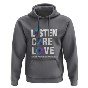 Suicide Prevention Awareness Hoodie Listen Care Love Semicolon Bird Flower Ribbon TS11 Charcoal Print Your Wear
