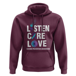 Suicide Prevention Awareness Hoodie Listen Care Love Semicolon Bird Flower Ribbon TS11 Maroon Print Your Wear