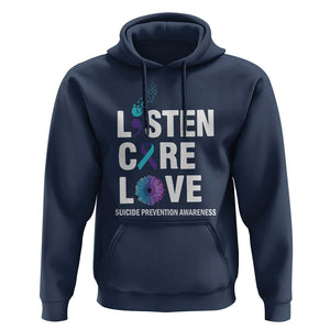 Suicide Prevention Awareness Hoodie Listen Care Love Semicolon Bird Flower Ribbon TS11 Navy Print Your Wear