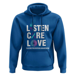 Suicide Prevention Awareness Hoodie Listen Care Love Semicolon Bird Flower Ribbon TS11 Royal Blue Print Your Wear