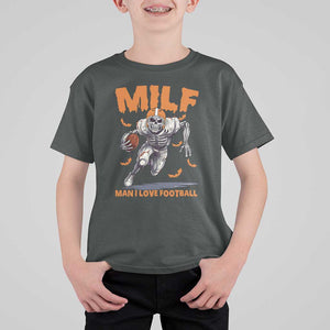 Funny Football Lover T Shirt For Kid MILF Man I Love Football Skeleton Player Bat TS11 Dark Heather Print Your Wear