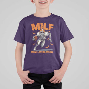 Funny Football Lover T Shirt For Kid MILF Man I Love Football Skeleton Player Bat TS11 Purple Print Your Wear