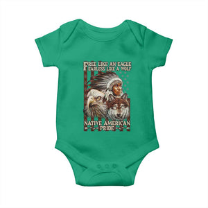 Native American Pride Baby Onesie Free Like An Eagle Fearless Like A Wolf Vintage Flag TS11 Irish Green Print Your Wear