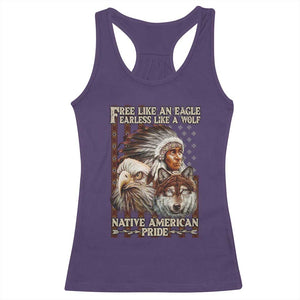 Native American Pride Racerback Tank Top Free Like An Eagle Fearless Like A Wolf Vintage Flag TS11 Purple Print Your Wear