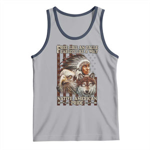Native American Pride Tank Top Free Like An Eagle Fearless Like A Wolf Vintage Flag TS11 Athletic Heather Navy Print Your Wear