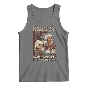 Native American Pride Tank Top Free Like An Eagle Fearless Like A Wolf Vintage Flag TS11 Black Heather Print Your Wear