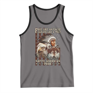 Native American Pride Tank Top Free Like An Eagle Fearless Like A Wolf Vintage Flag TS11 Deep Heather Black Print Your Wear