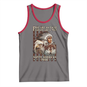Native American Pride Tank Top Free Like An Eagle Fearless Like A Wolf Vintage Flag TS11 Deep Heather Red Print Your Wear