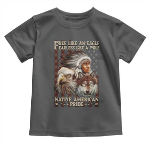 Native American Pride Toddler T Shirt Free Like An Eagle Fearless Like A Wolf Vintage Flag TS11 Dark Heather Print Your Wear