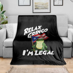 Funny Relax Gringo I Am Legal Throw Blanket Puerto Rico Flag Coqui Frog TS11 Print Your Wear