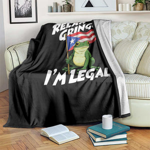Funny Relax Gringo I Am Legal Throw Blanket Puerto Rico Flag Coqui Frog TS11 Print Your Wear