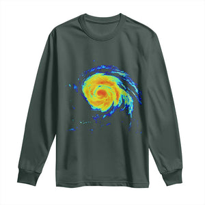 Hurricane Erin Long Sleeve Shirt Meteorologist Weather Radar Storm Chasing TS11 Dark Forest Green Print Your Wear