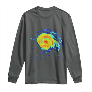 Hurricane Erin Long Sleeve Shirt Meteorologist Weather Radar Storm Chasing TS11 Dark Heather Print Your Wear