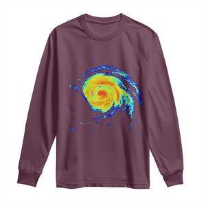Hurricane Erin Long Sleeve Shirt Meteorologist Weather Radar Storm Chasing TS11 Maroon Print Your Wear