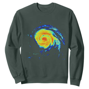 Hurricane Erin Sweatshirt Meteorologist Weather Radar Storm Chasing TS11 Dark Forest Green Print Your Wear