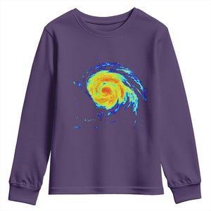 Hurricane Erin Youth Sweatshirt Meteorologist Weather Radar Storm Chasing TS11 Purple Print Your Wear