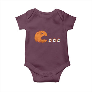 Funny Halloween Gamer Video Gaming Pumpkin Ghost Baby Onesie TS11 Maroon Print Your Wear